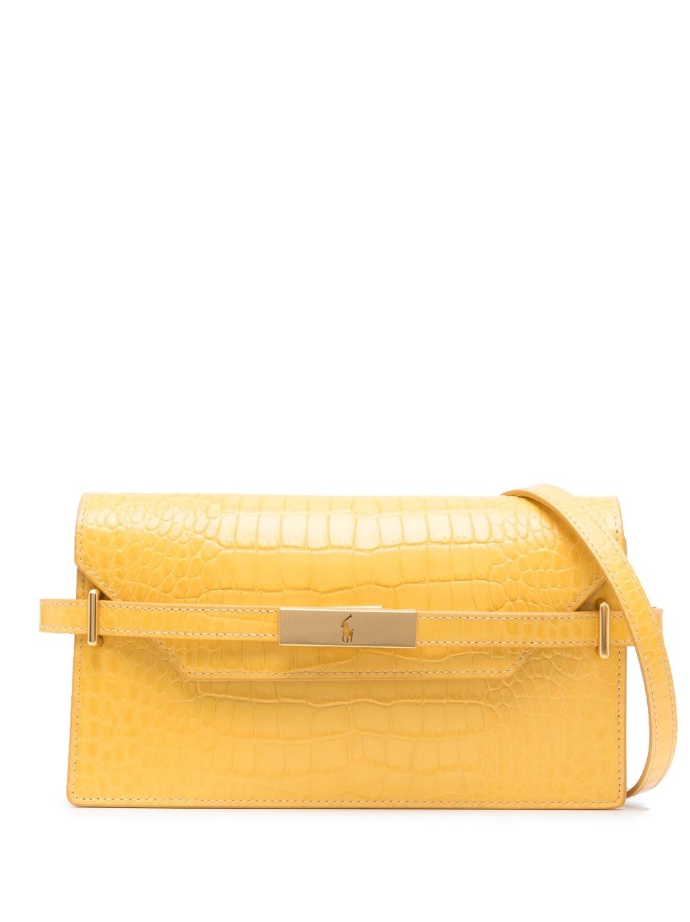 Polo Ralph Lauren Crocodile-effect Leather Clutch Bag in Yellow | Lyst