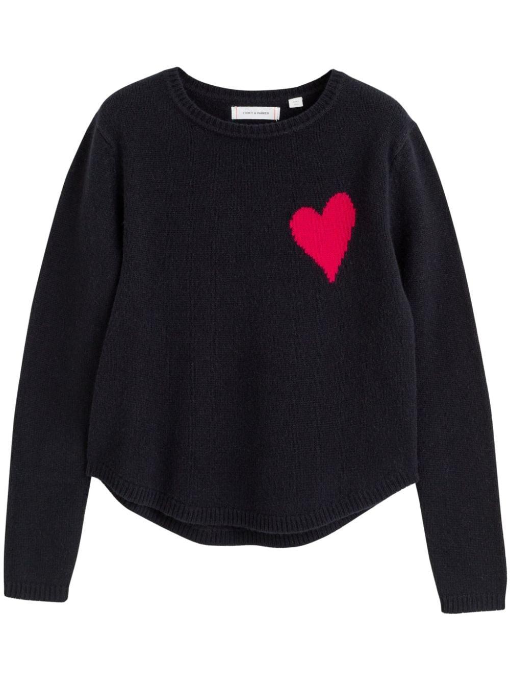 Chinti Parker Confetti Heart Round neck Jumper in Blue Lyst UK