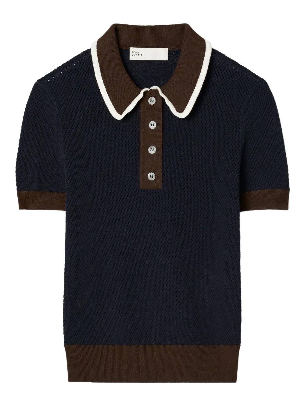 Tory Burch Knitted Polo Shirt in Blue | Lyst