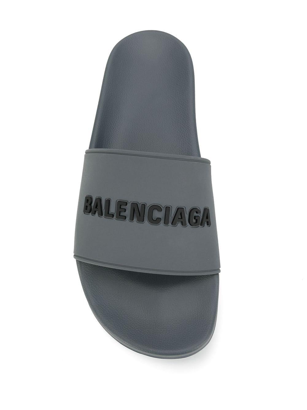 NEW Balenciaga Men039s Black Rubber Printed Logo Slides Sandals Shoes 40  E 7 US  eBay