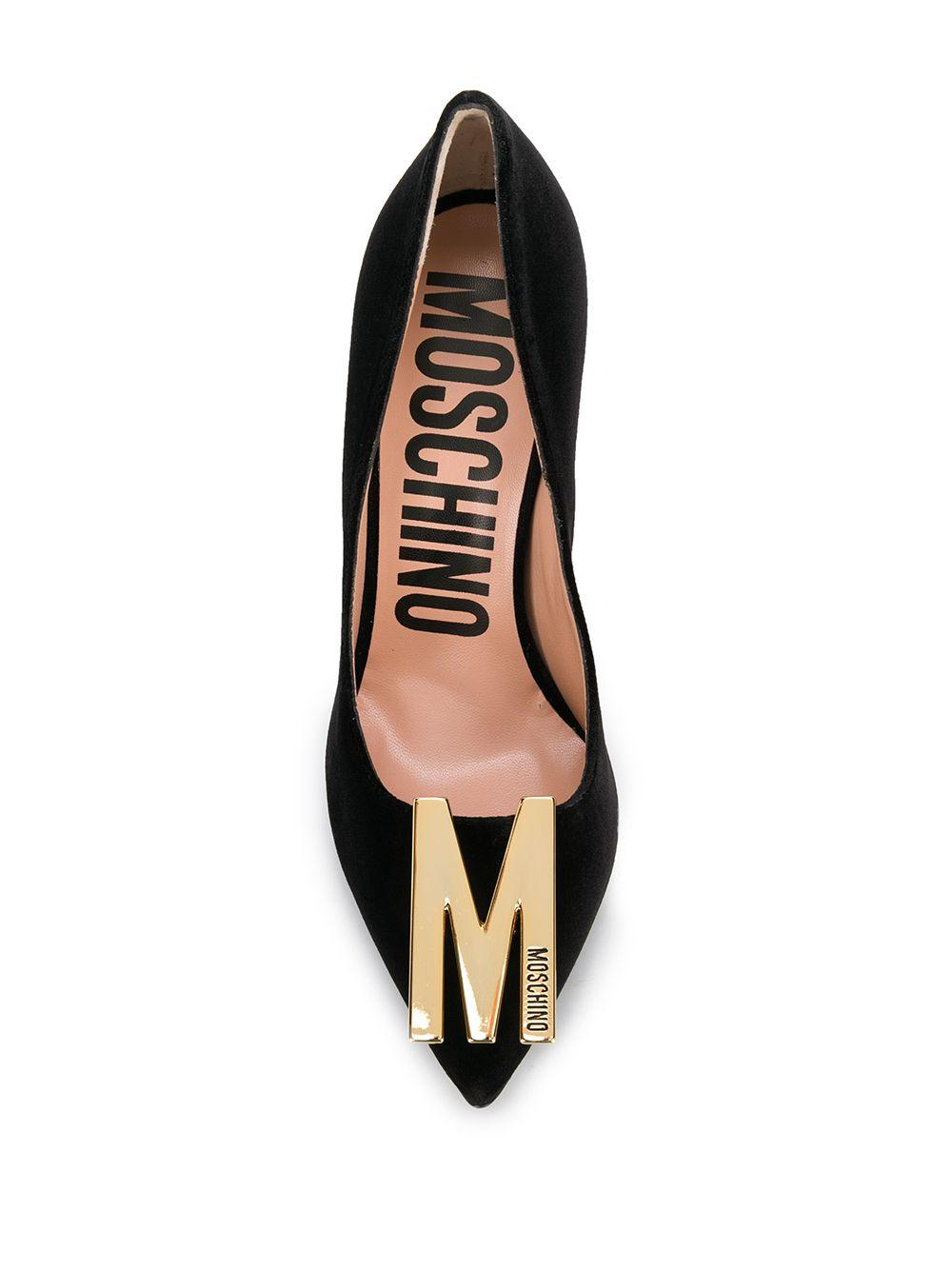 Moschino Leather M Logo Pumps in Black 
