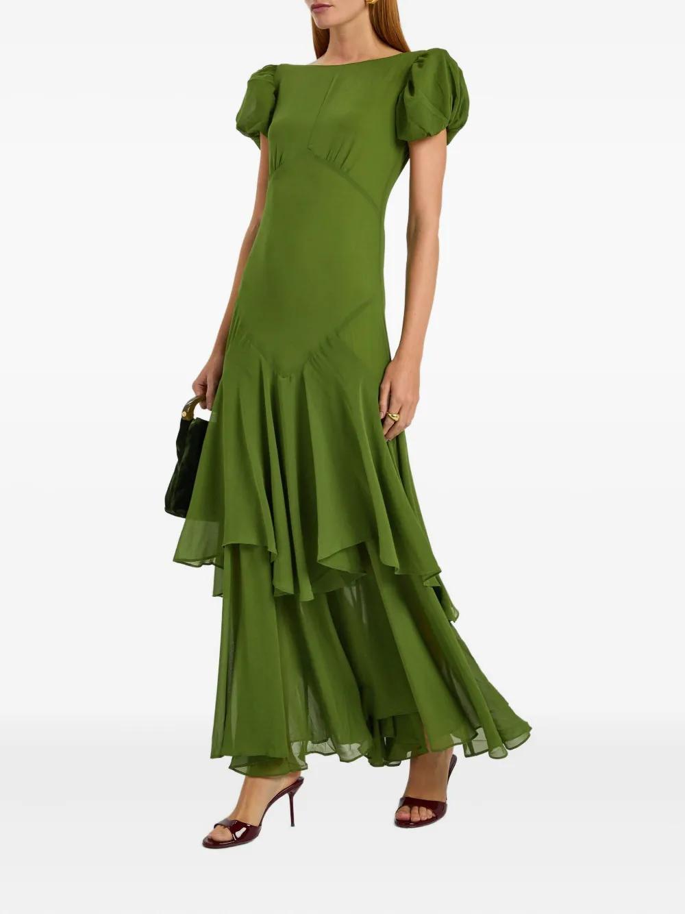 slim fit dress slacks SUMATRA MAXI DRESS IN SEA GREEN GEORGETTE – DE LA VALI OFFICIAL main image 1