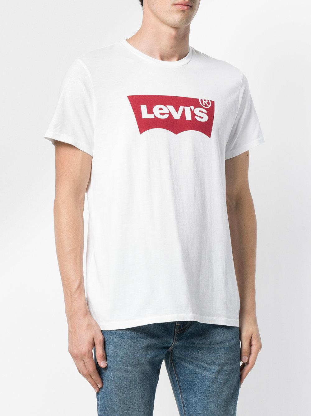 Levi's Logo Print T-shirt in White for Men - Lyst
