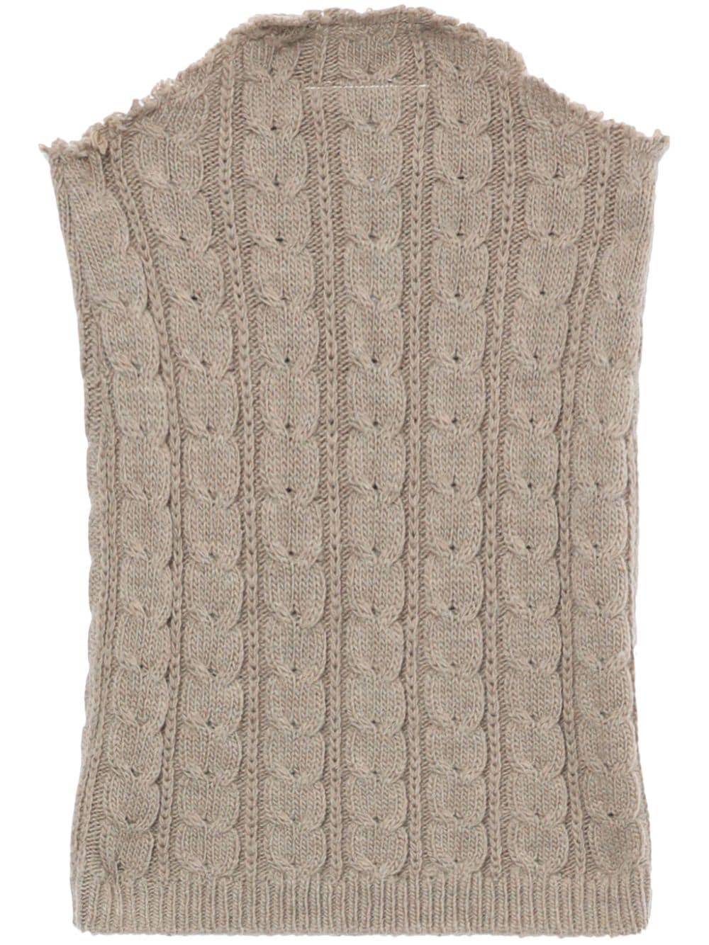 MM6 by Maison Martin Margiela Cable-knit Strapless Top in Brown | Lyst