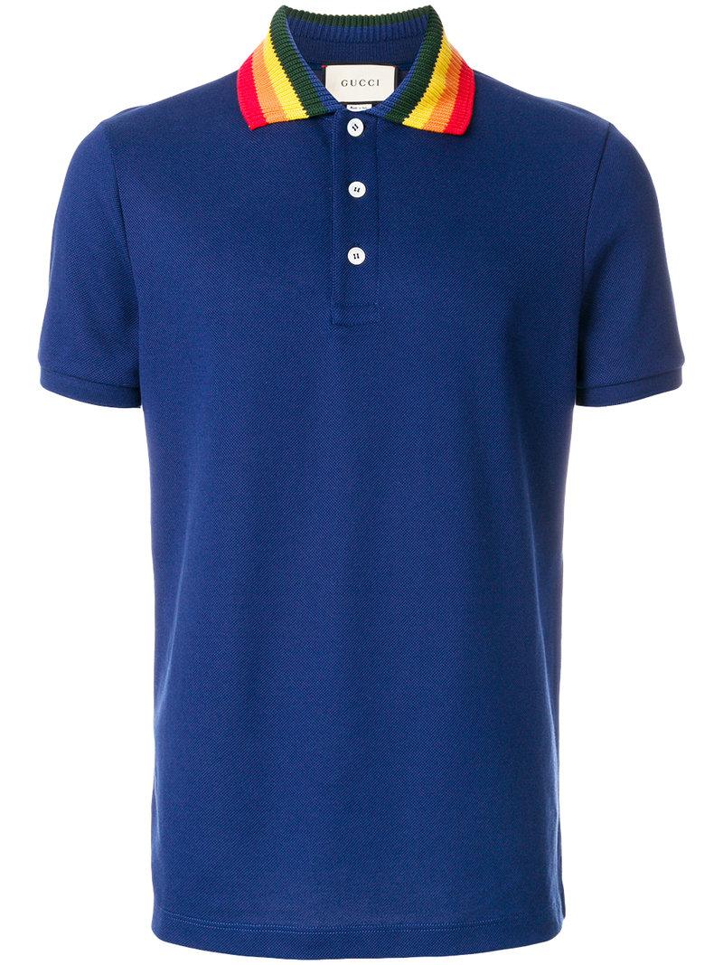 Gucci Polo Shirt With Wolf Appliqué in Blue for Men | Lyst