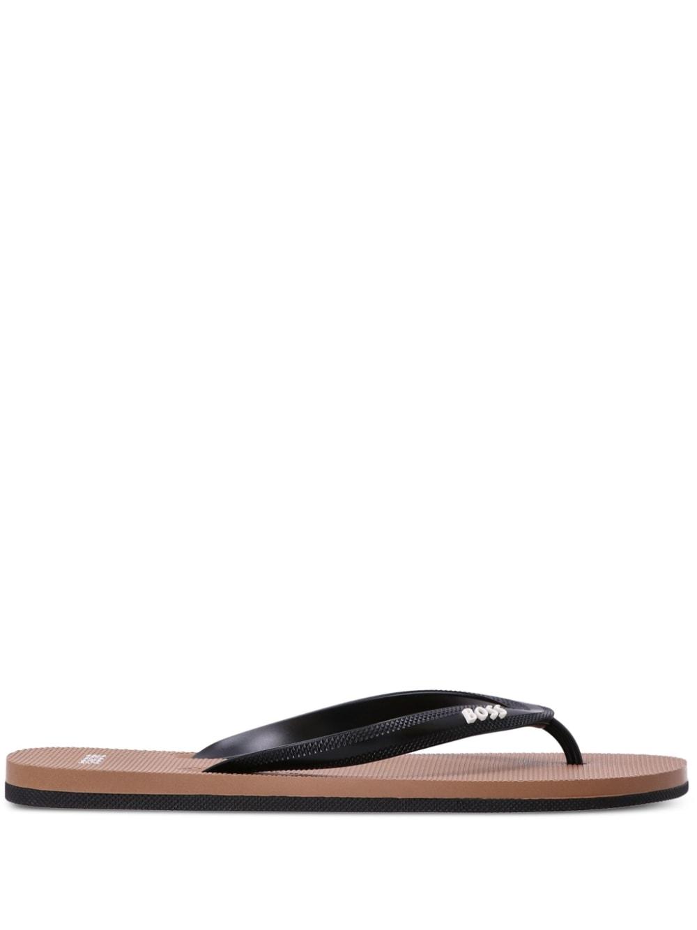 BOSS by HUGO BOSS Logo-patch Flip Flops in White for Men | Lyst