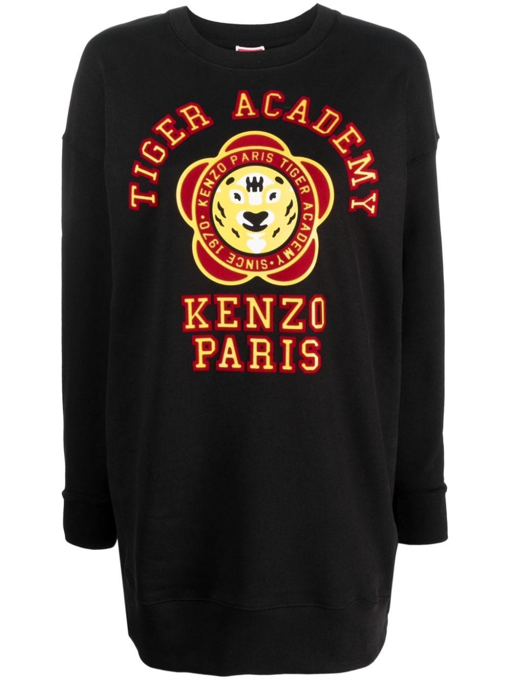 KENZO Tiger Academy Sweatshirt Minidress in Black | Lyst