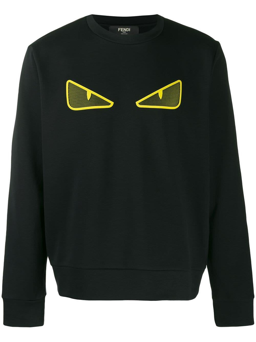 Fendi Cotton Bag Bugs Eye Motif Sweater in Black for Men - Lyst