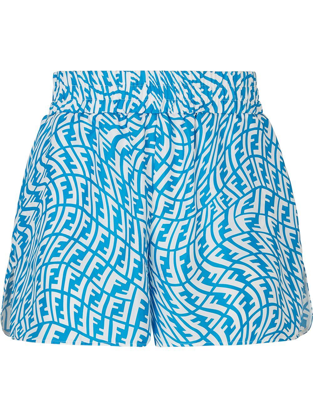 Fendi Silk Ff Vertigo Print Bermuda Shorts in Blue for Men - Lyst