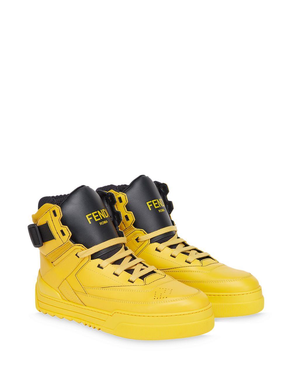 Fendi Logo High-top Sneakers in Yellow for Men | Lyst