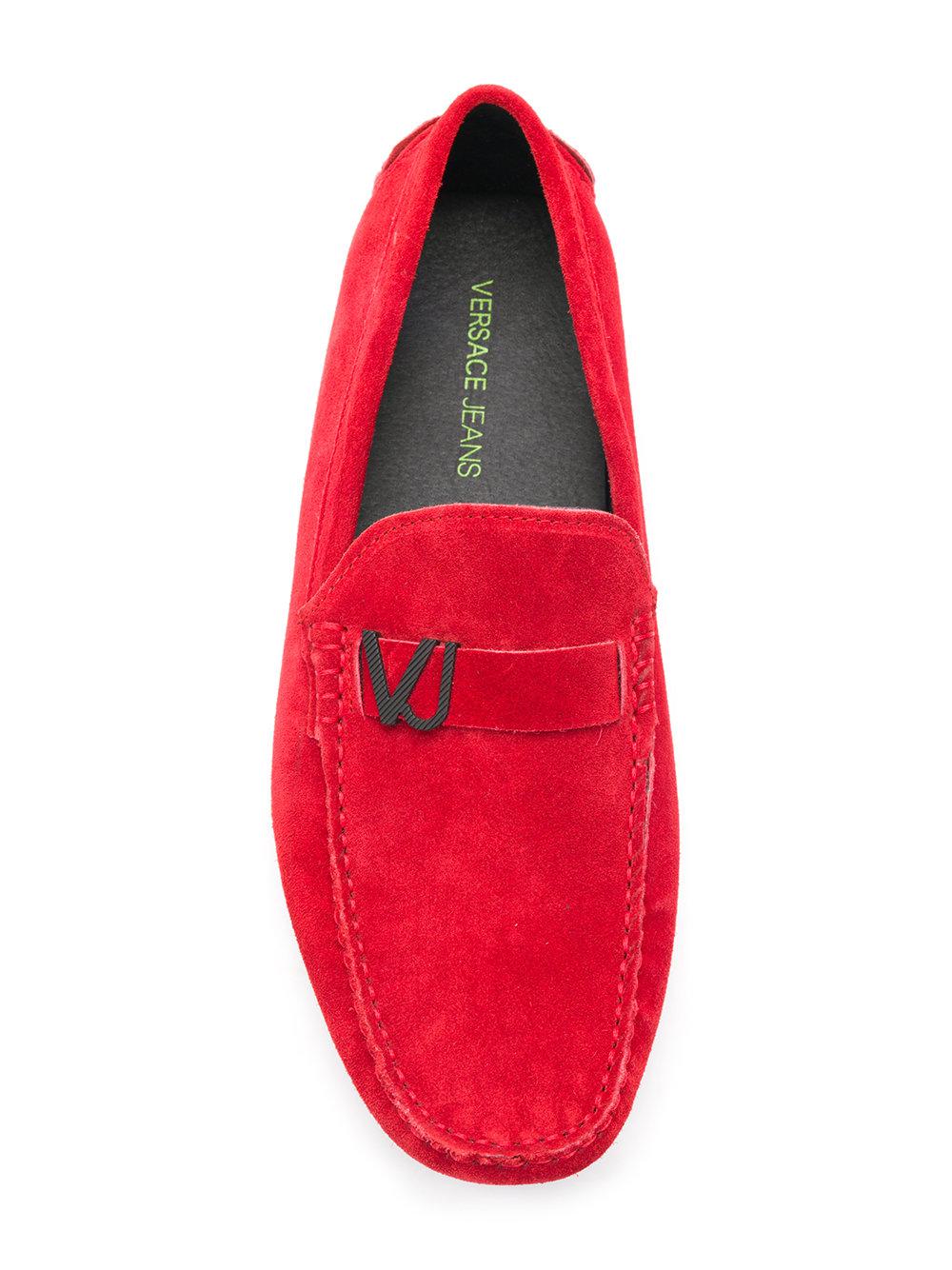 MocassiniVersace Jeans Couture in Pelle scamosciata da Uomo colore Rosso |  Lyst