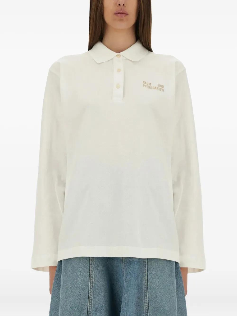 Baum und Pferdgarten Jeanne Long-Sleeve Polo Shirt in Natural | Lyst