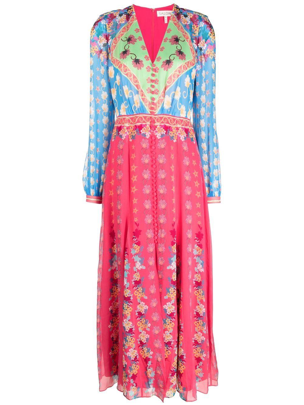 Saloni Annabel Silk Dress in Pink Lyst