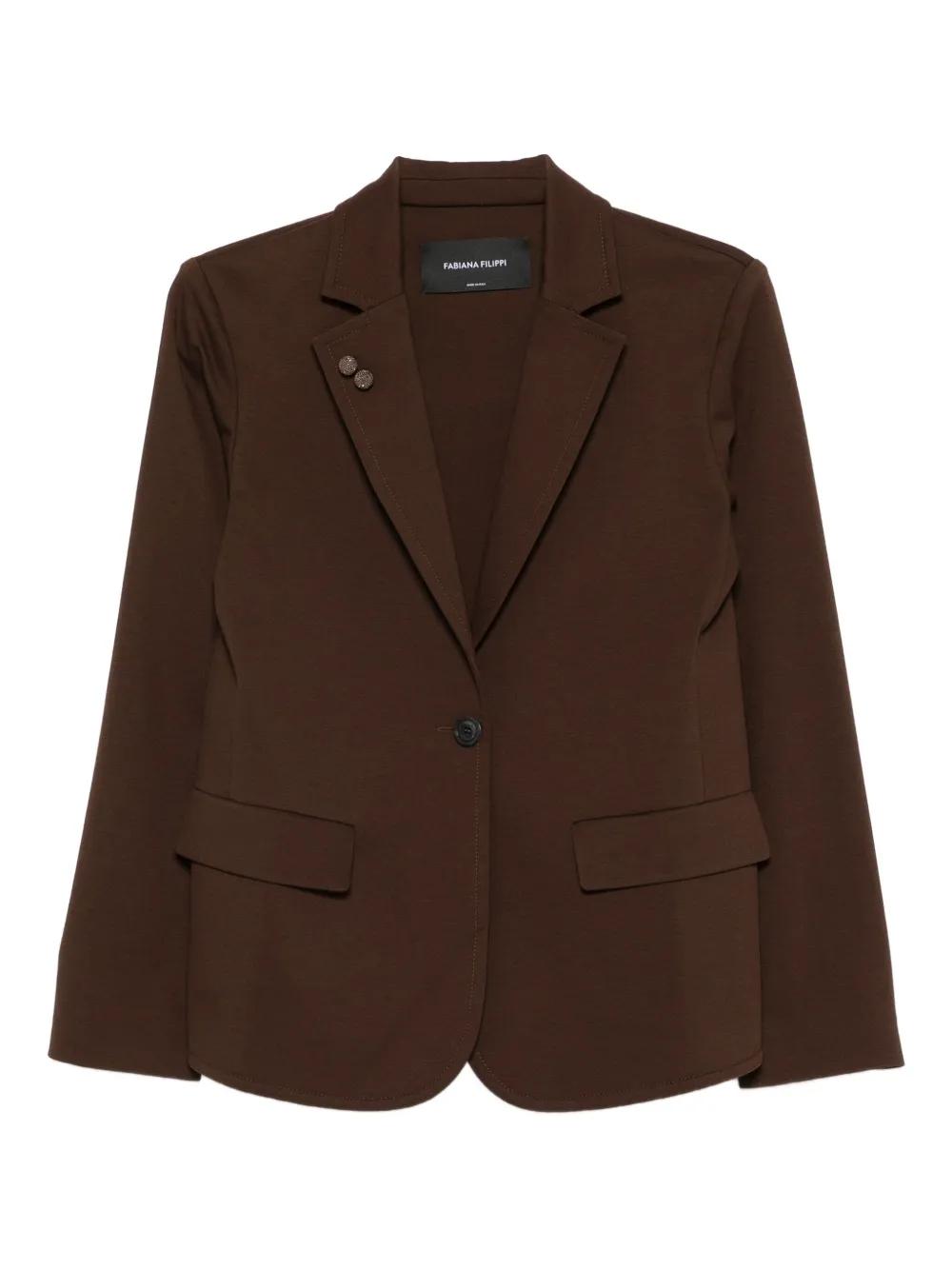 アウターその他 FABIANA FILIPPI Woman Blazer Butter GCD215F208 0145 Buttoned tweed jacket, maple and black for Women | Fabiana