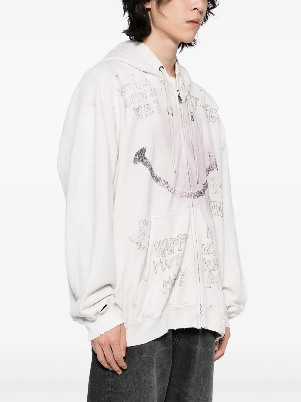 【MIHARAYASUHIRO】Bleached Smily Face Print Zip-up フーディ Maison MIHARA YASUHIRO ONLINE STORE（ミハラヤスヒロ