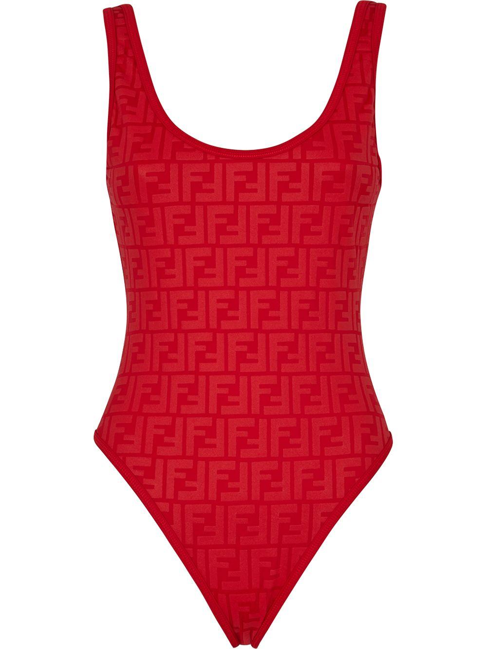 Fendi Badeanzug mit Logo in Rot - Lyst