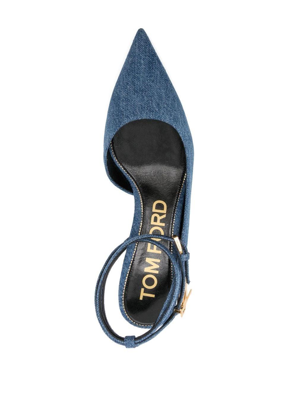 Tom Ford Kitten Heel Denim Pumps in Blue | Lyst