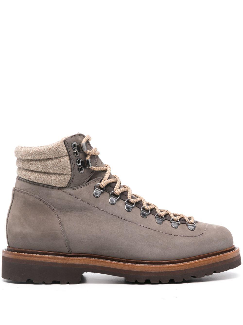 Brunello Cucinelli メンズ ブラウン パネル スエードアンクルブーツ 