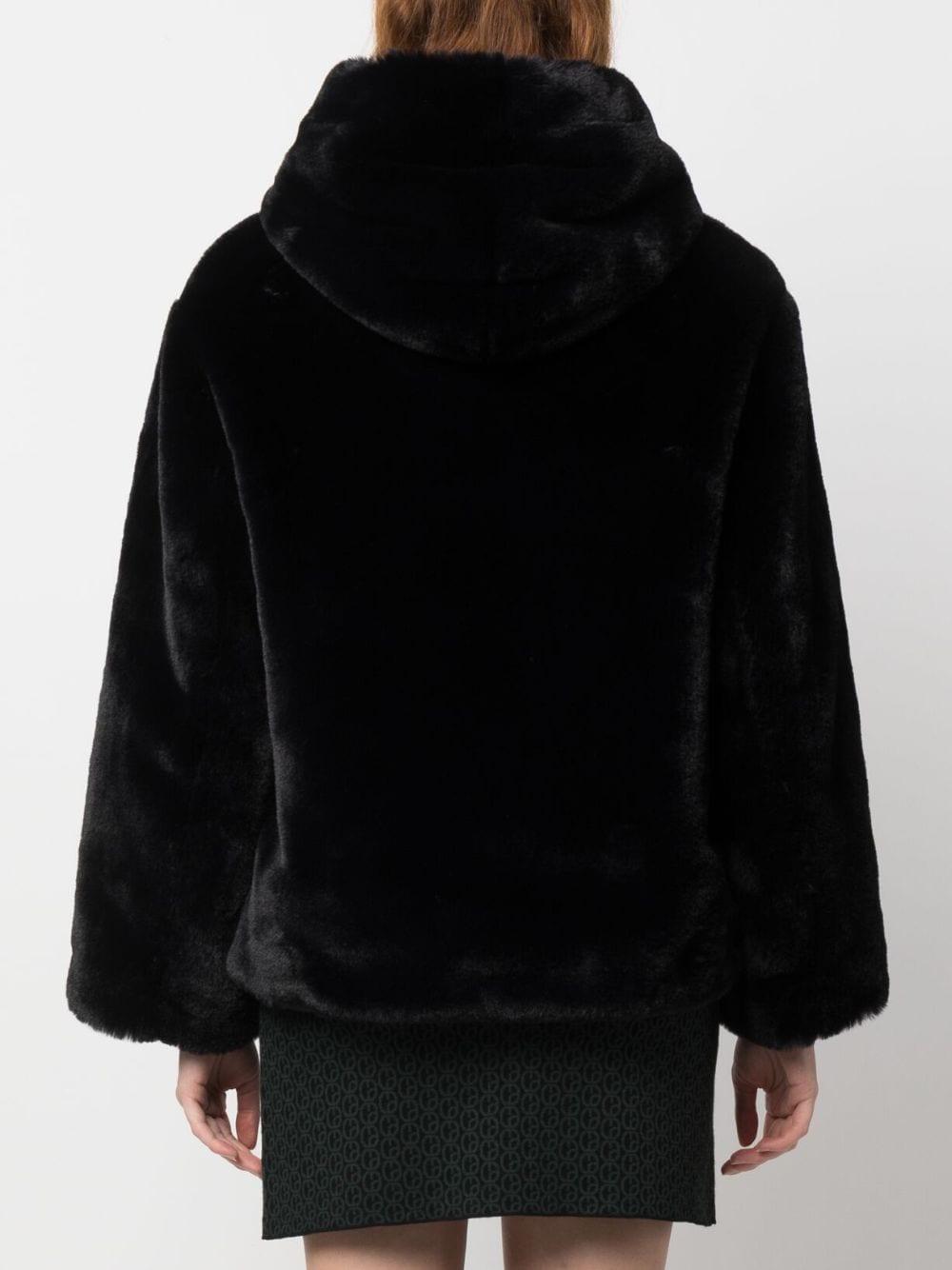 Claudie Pierlot Faux-fur Hooded Jacket in Black | Lyst