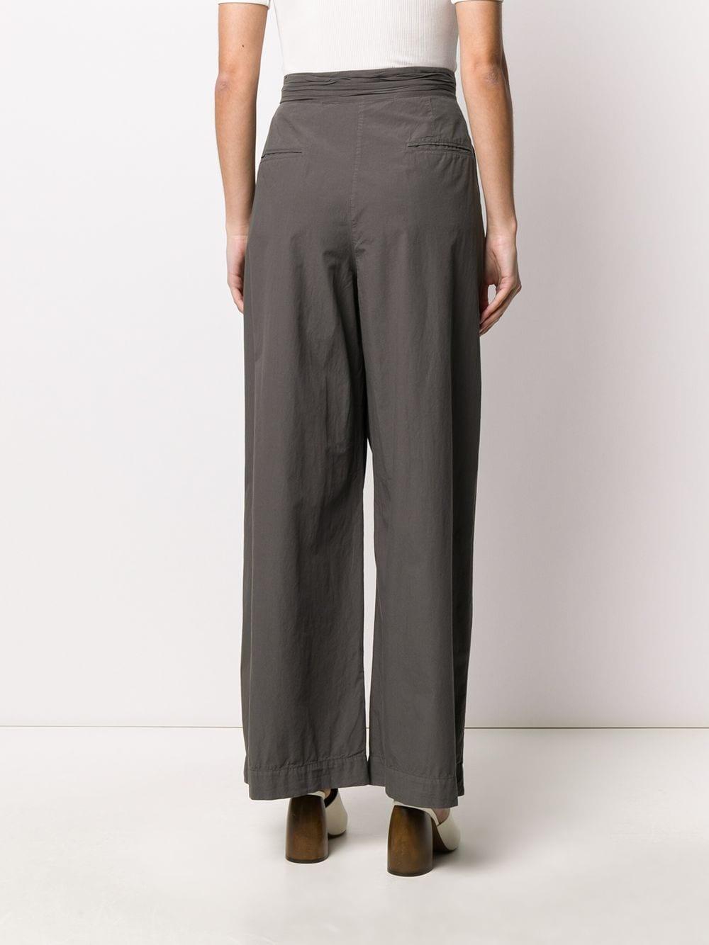 Lemaire Cotton High-waisted Wide Trousers in Grey (Gray) - Lyst