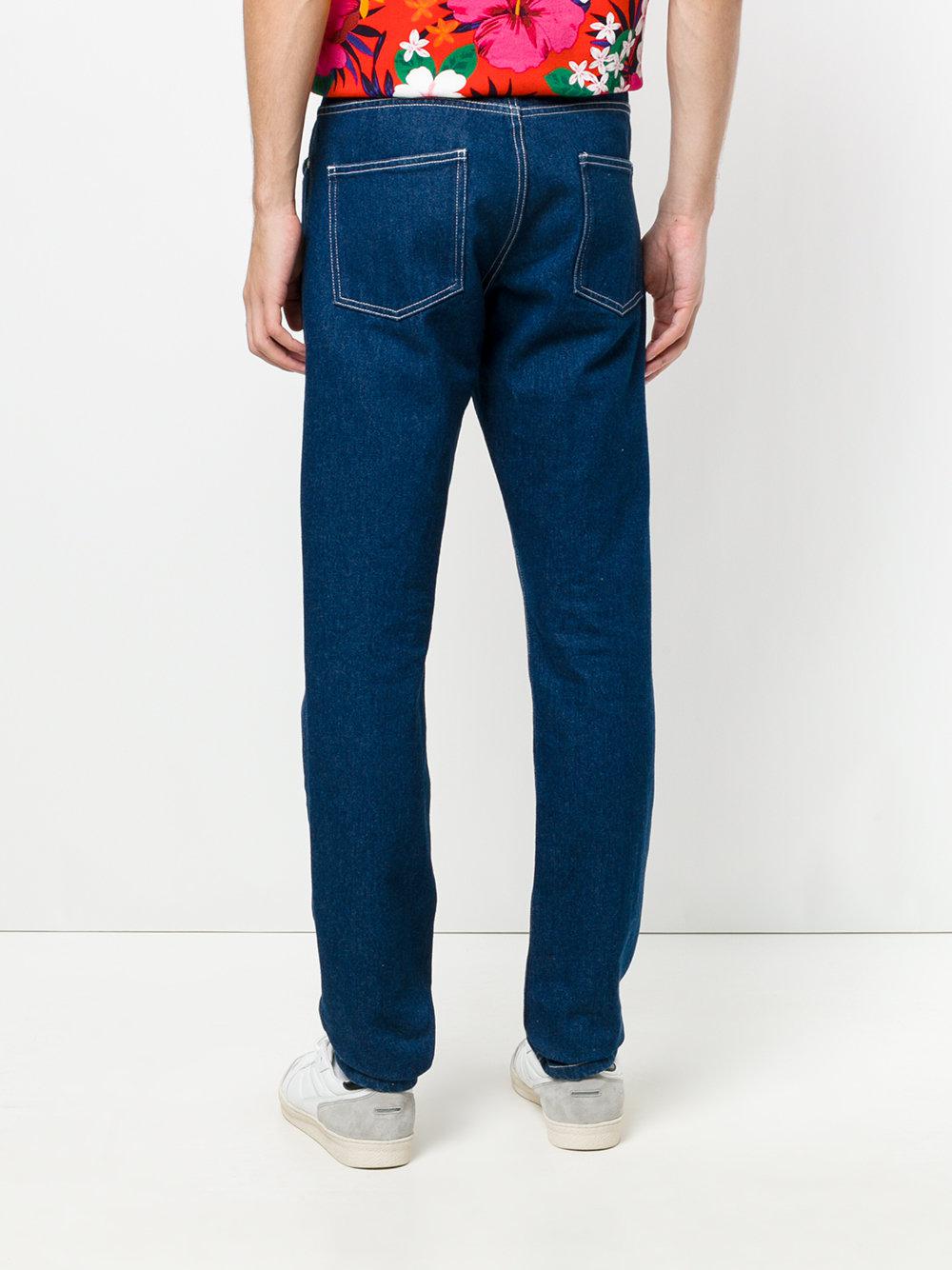 AMI Denim Straight Leg Jeans in Blue for Men - Lyst