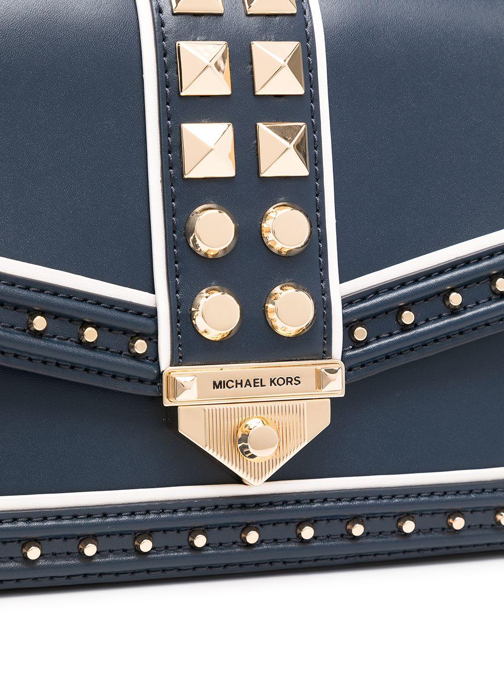 Michael Michael Kors Blue Leather Studded Top Handle Shoulder Bag
