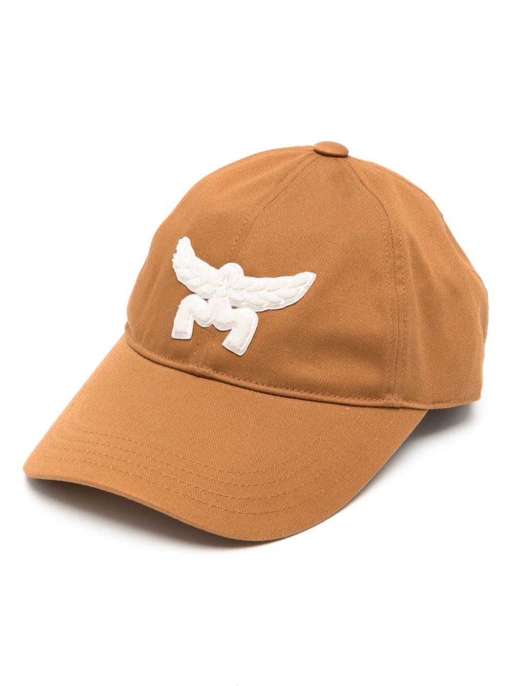 MCM Essential Logo Applique Cotton Baseball Cap in Natural Lyst