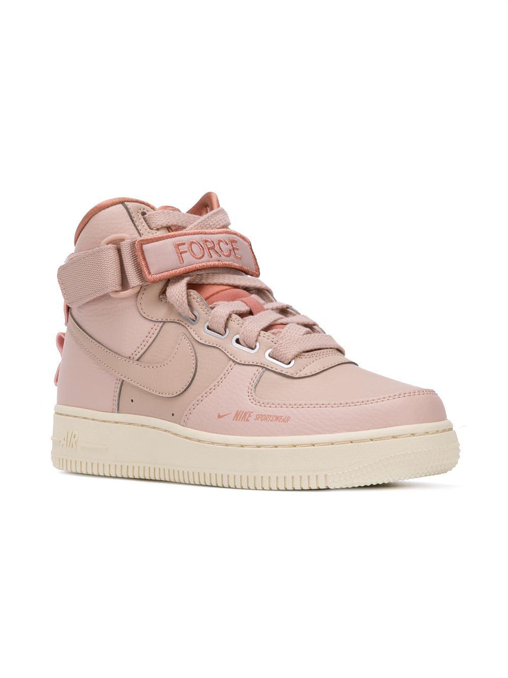 Nike Leather Air Force 1 High Utility Sneakers in Pink - Lyst