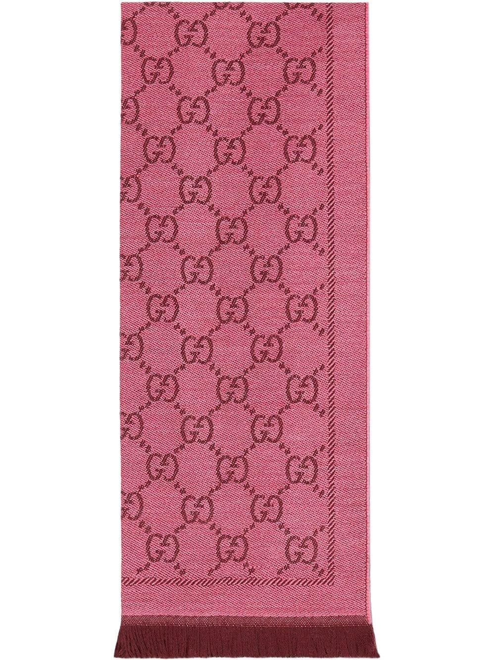 Gucci Wool GG Jacquard Pattern Knitted Scarf in Pink - Lyst