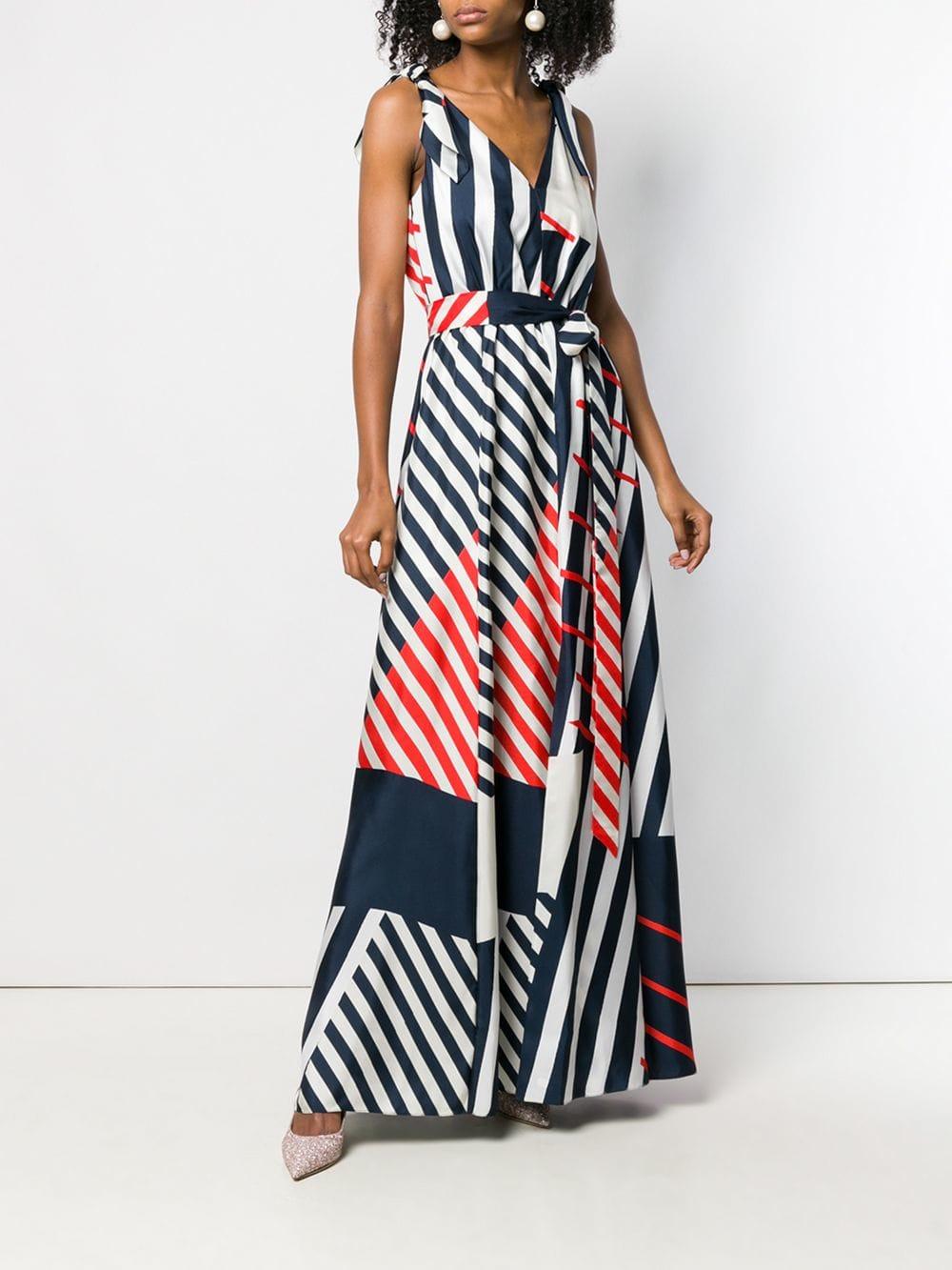 striped evening dress