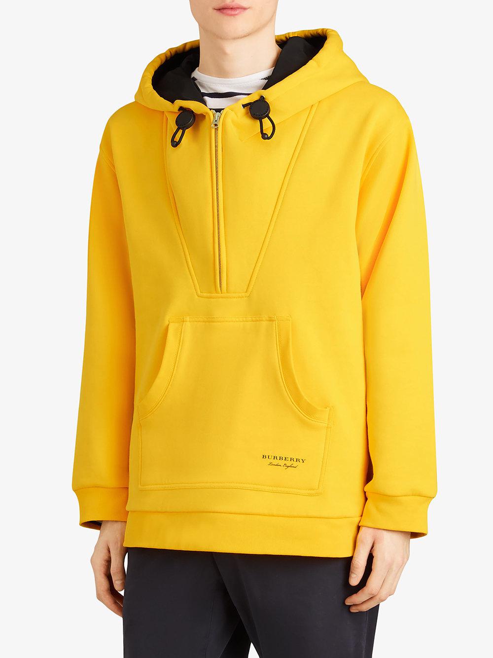 Burberry Oversized Sweatshirt Half-zip Hoodie in Yellow for Men - Lyst