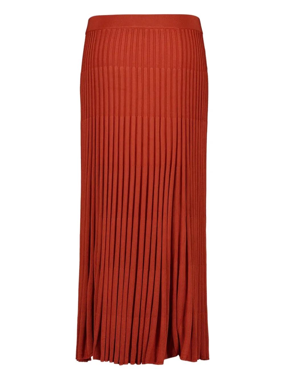 スカート ZIMMERMANN Women Skirts 2323DR251RED Red Zimmermann Ruffled Brick Red Skirt With Flared Hem And