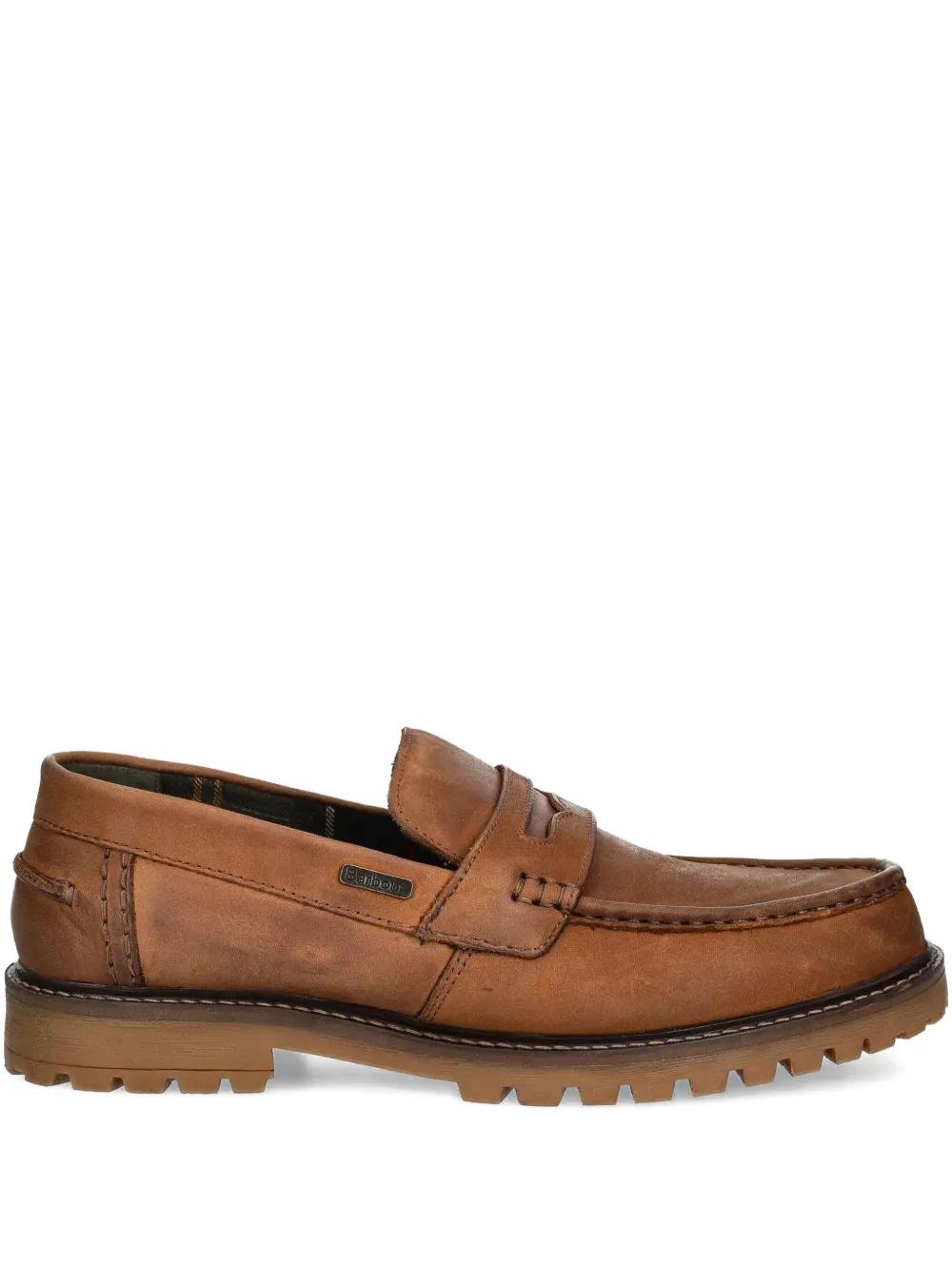 Barbour Leather Slip-On Loafers in Brown for Men | Lyst UK