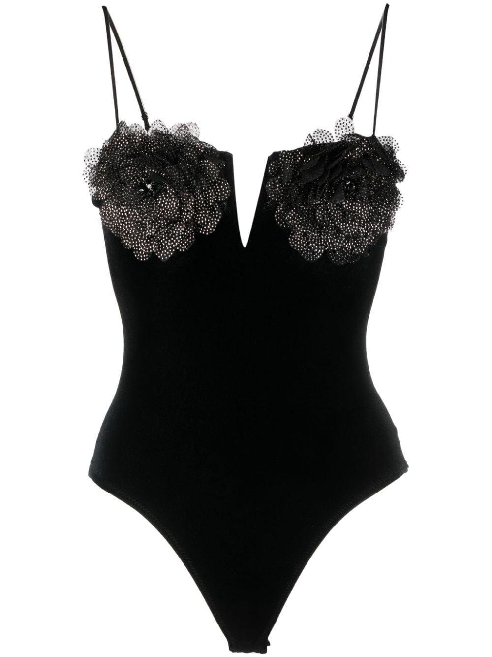 Strapless on sale velvet bodysuit