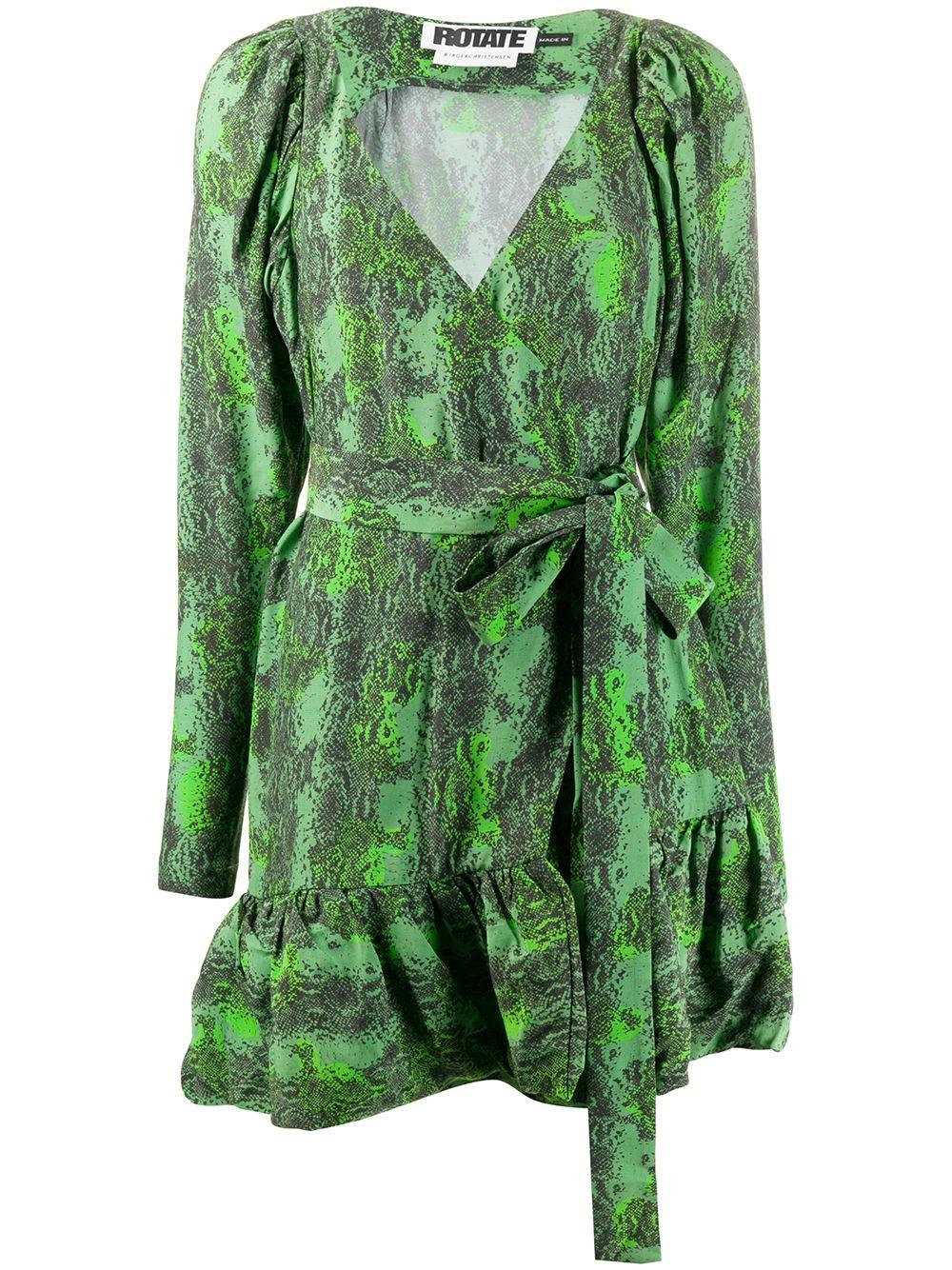 ROTATE BIRGER CHRISTENSEN Nancy Snake Print Dress in Green | Lyst