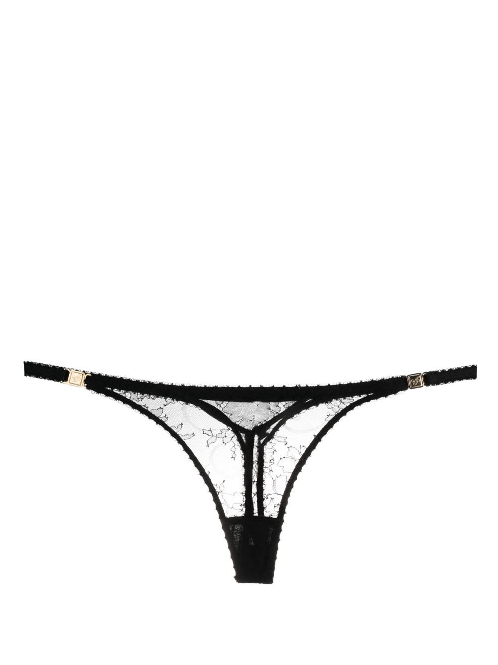 Agent Provocateur Gold-tone Sheer-lace Thong in Black | Lyst