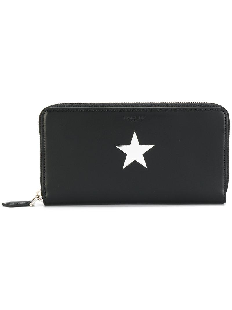 Givenchy Leather Zip Around Star Wallet in Black | Lyst