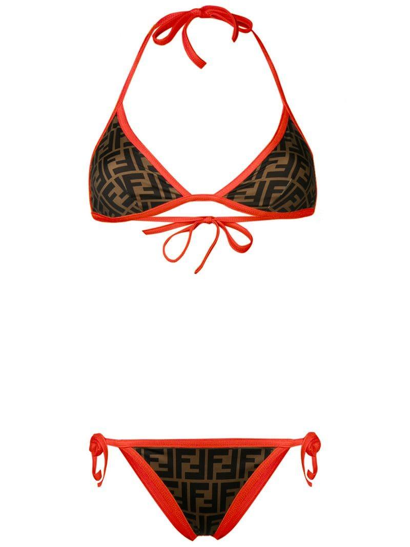 Fendi Monogram Bikini Set in Orange | Lyst
