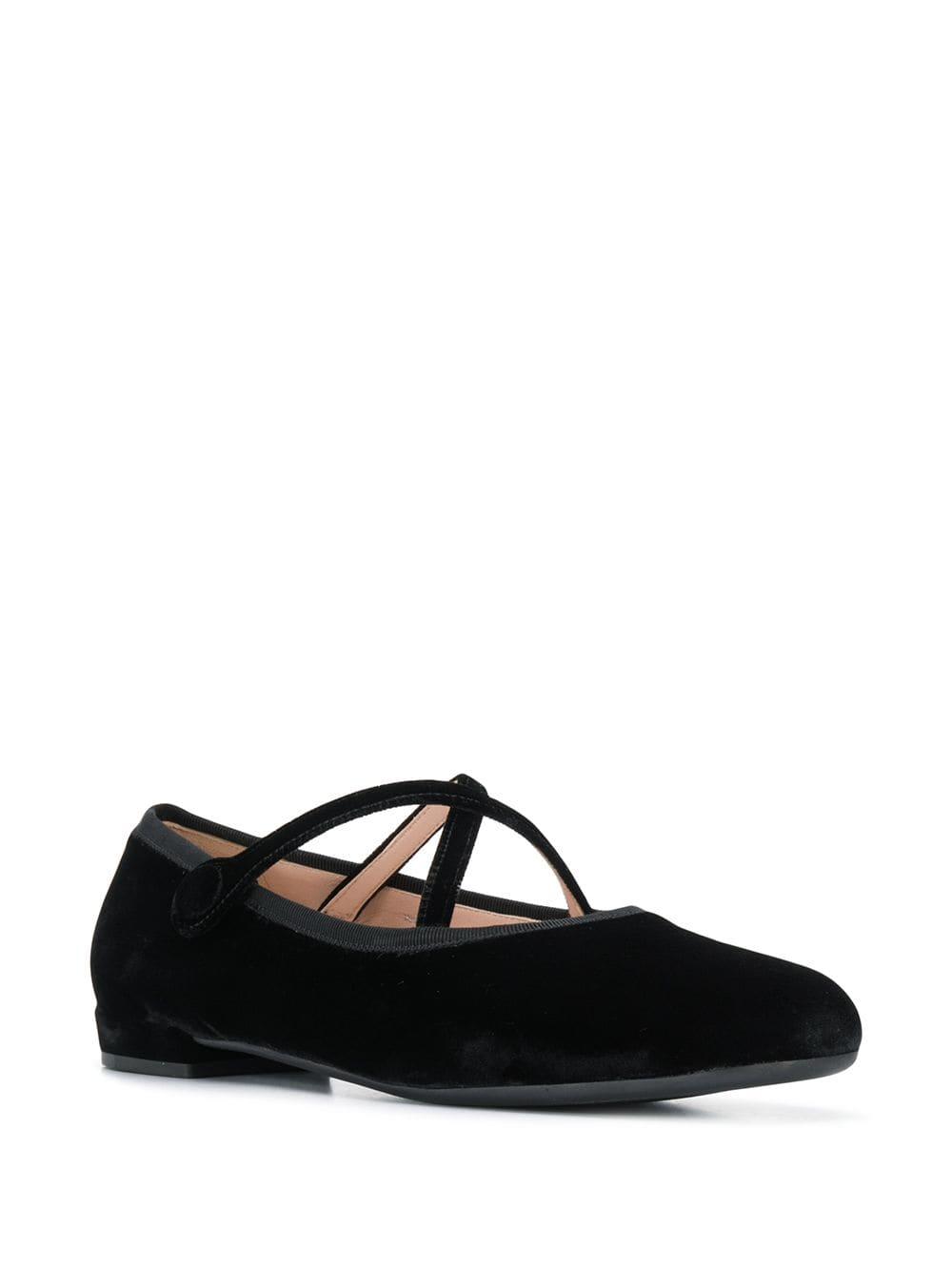 Miu Miu Criss-cross Velvet Ballerina Shoes in Black | Lyst Australia