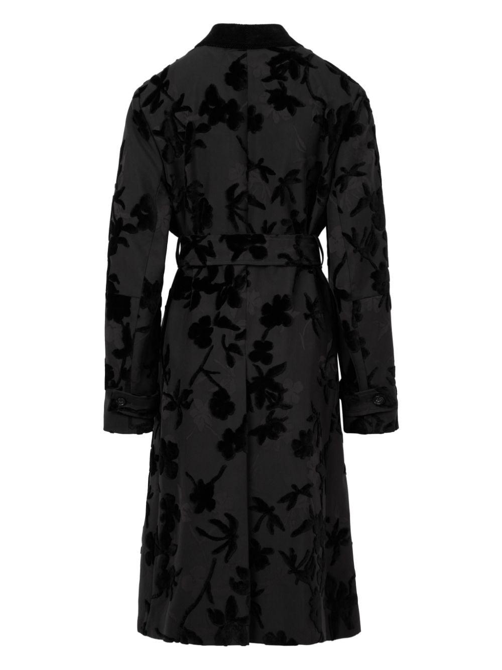 Black floral coat hotsell
