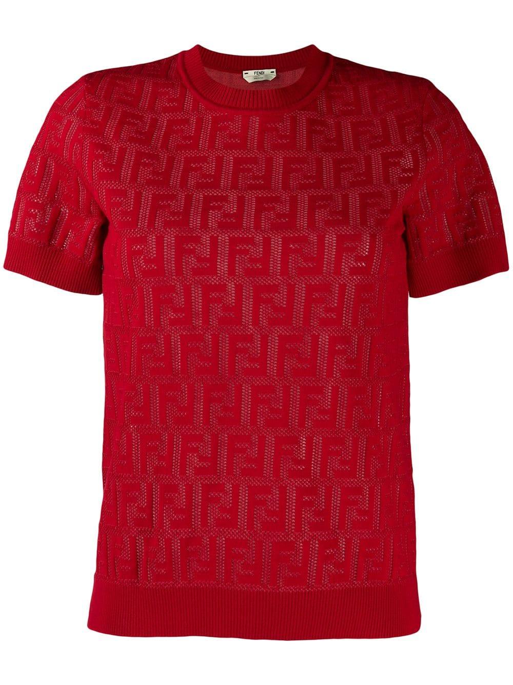 Fendi Cotton Logo Knit Top S/s Red Save 49 Lyst