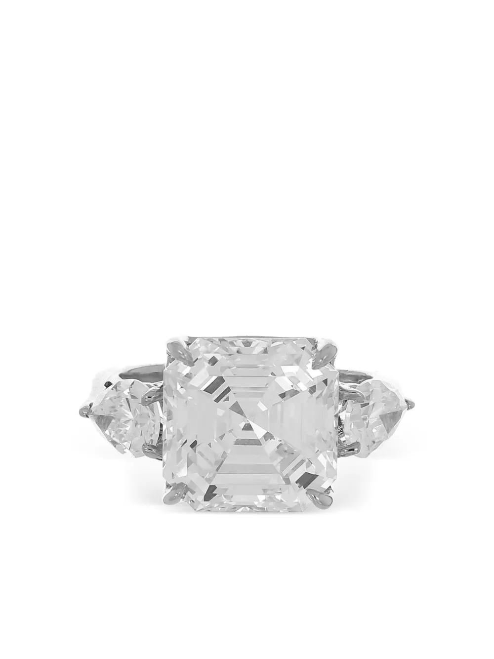 Fantasia by Deserio Square-Cut Pear Side-Stones Ring in White Lyst
