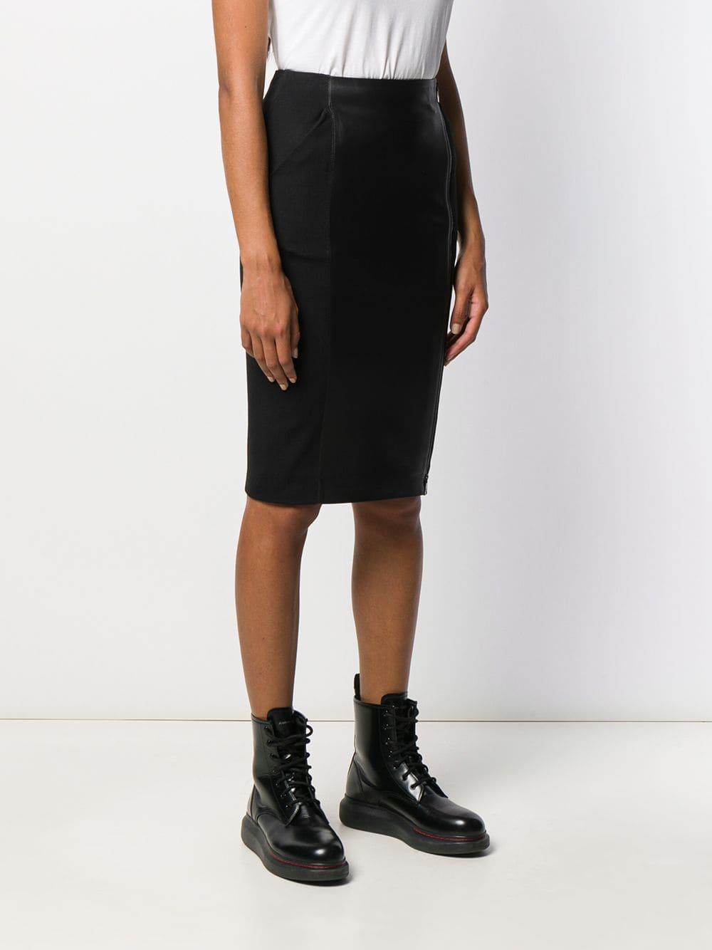 Karl Lagerfeld Leather Zip Up Pencil Skirt in Black - Lyst