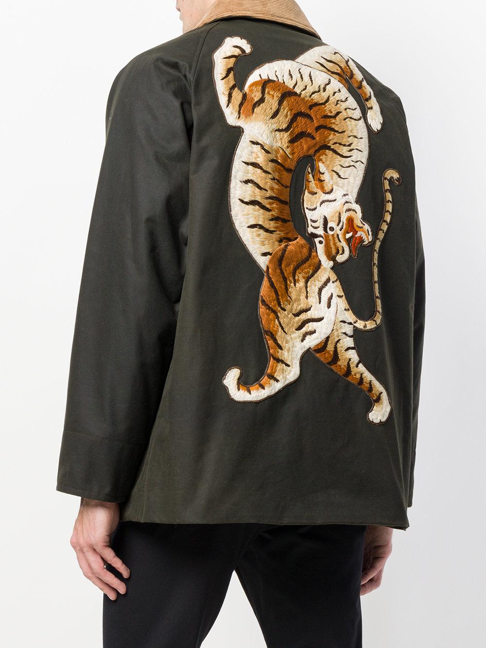 Gucci Cotton Tiger Embroidered Jacket In Green For Men