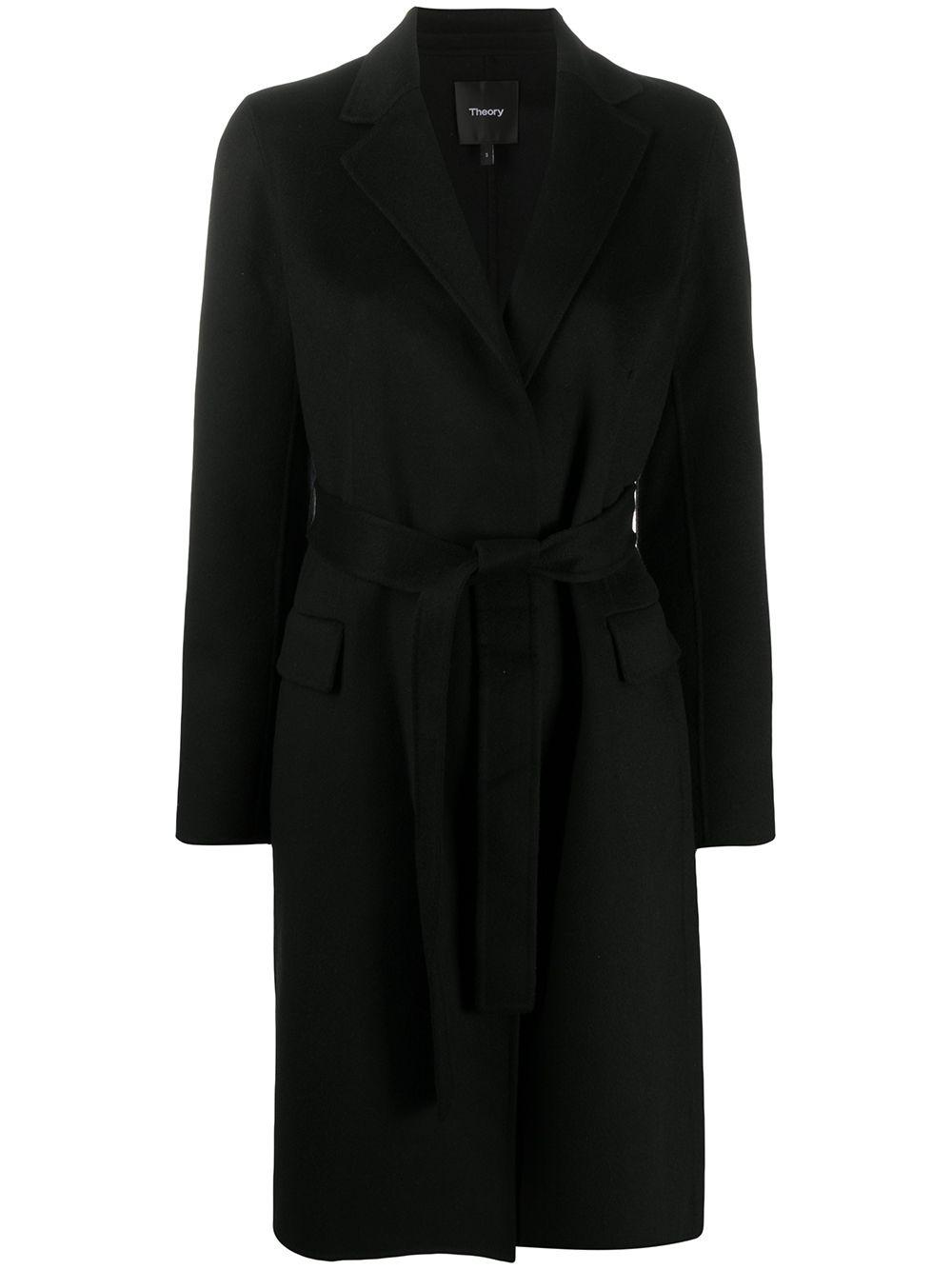 Theory Cashmere Belted Midi Coat in Black - Lyst