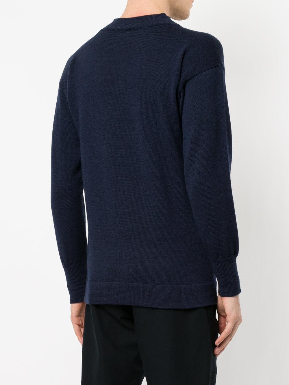 Kent & Curwen Wool Badge Patch Sweater in Blue for Men - Lyst