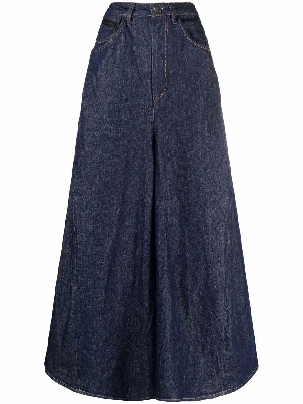 DIESEL Flared Maxi Denim Skirt in Blue | Lyst