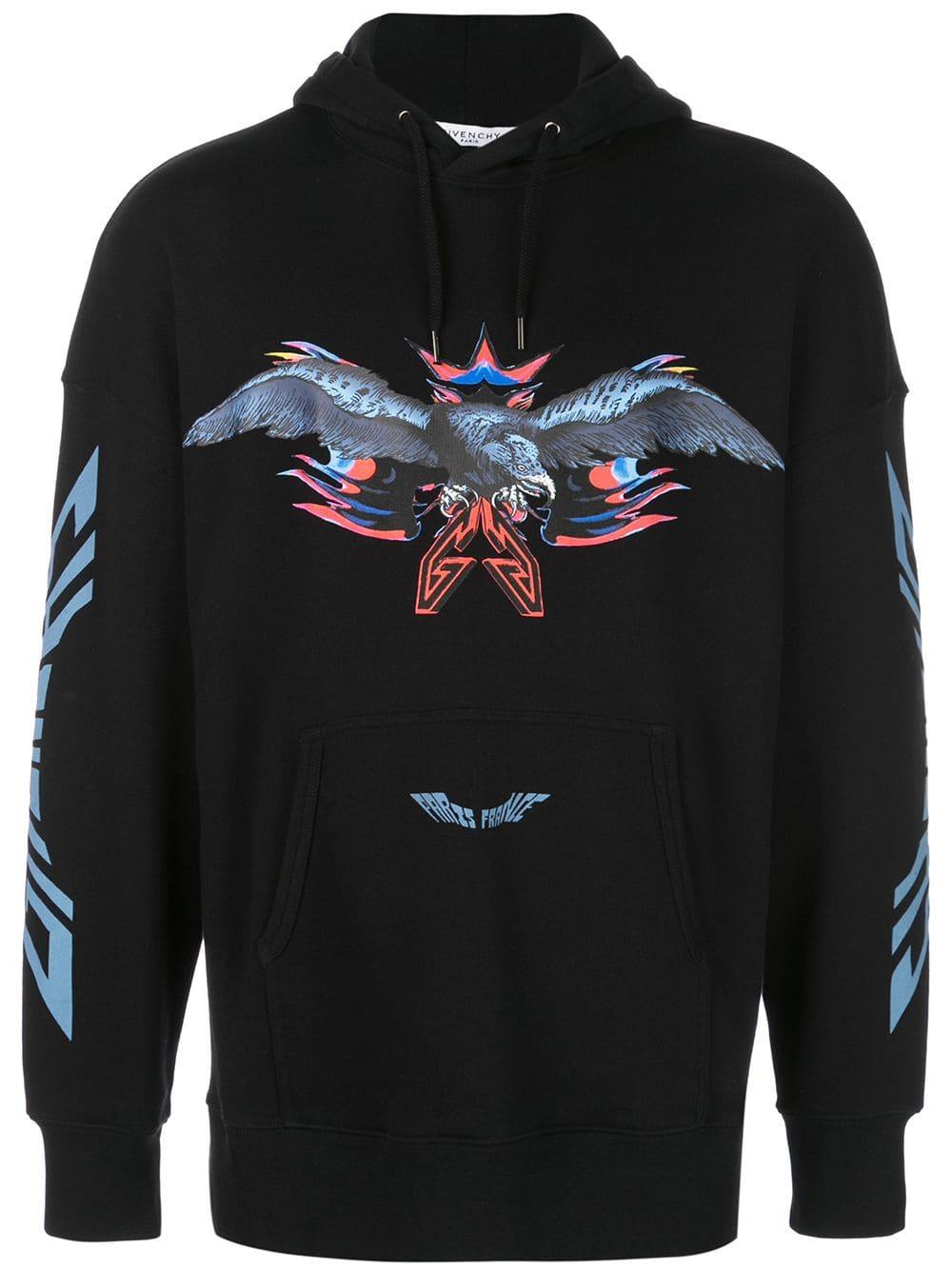 Givenchy Cotton Eagle Print Hoodie in Black for Men - Lyst