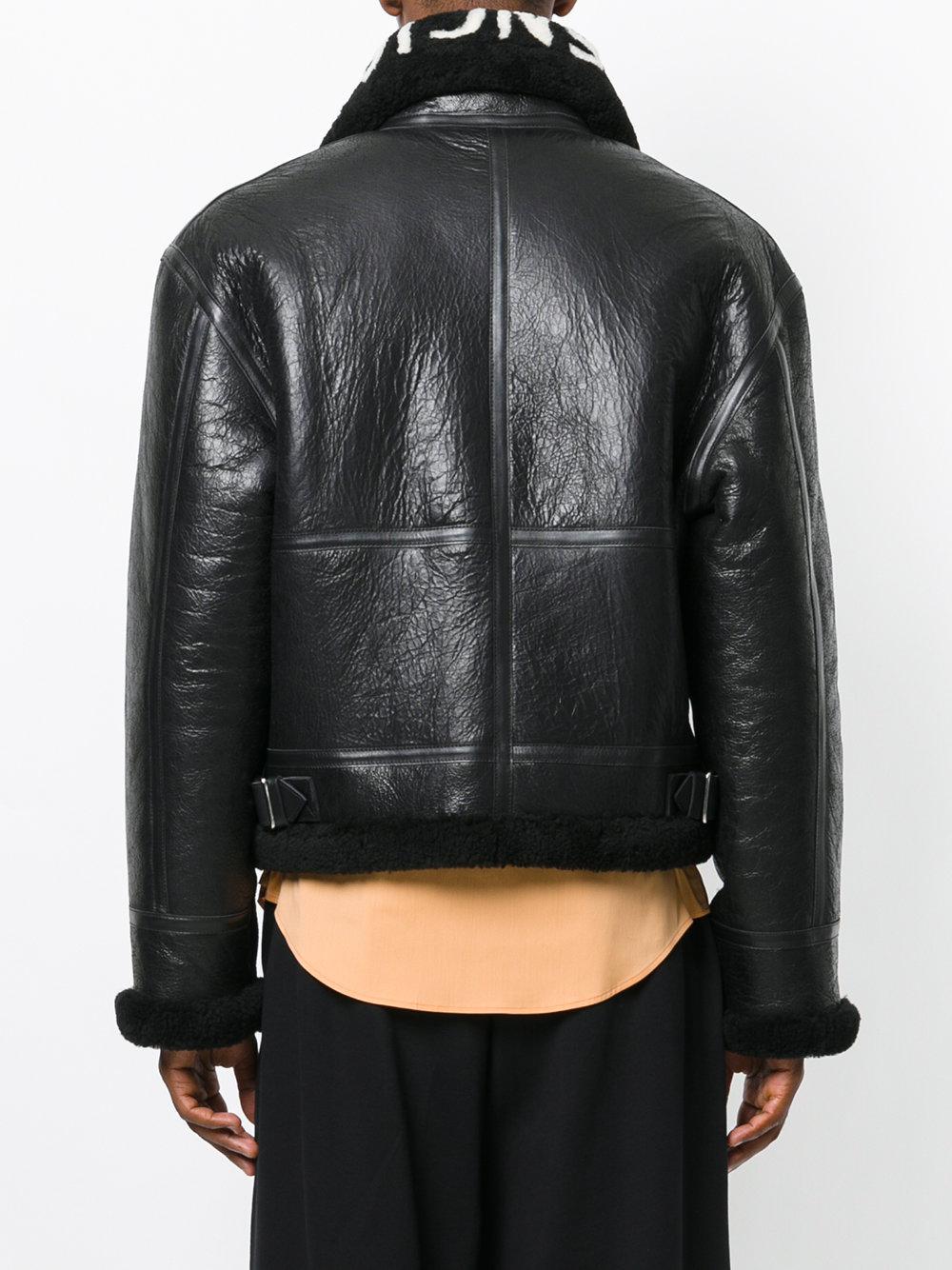 Balenciaga Bombardier Shearling Leather Jacket in Black for Men - Lyst