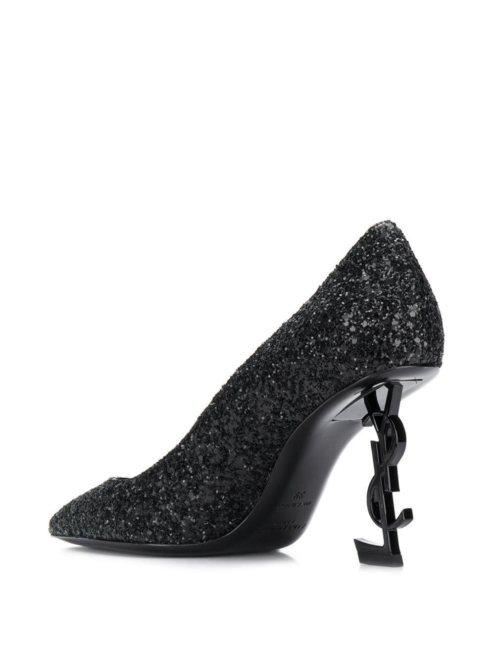 Saint Laurent Opyum 85 Glitter Pumps in Black | Lyst